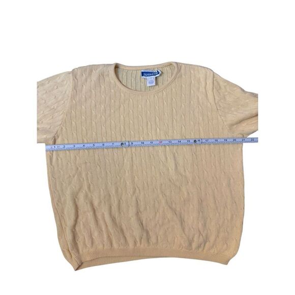 Pendleton Women’s Yellow Cable Knit Short Sleeve Sweater size LP - Picture 7 of 7